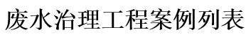 廢水治理工程案列列表